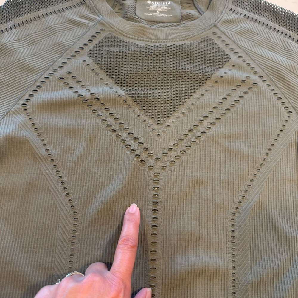 Athleta Womens Green Short Sleeve Compression T-Shirt Vented Mesh Oxygen Sz M - Picture 11 of 16